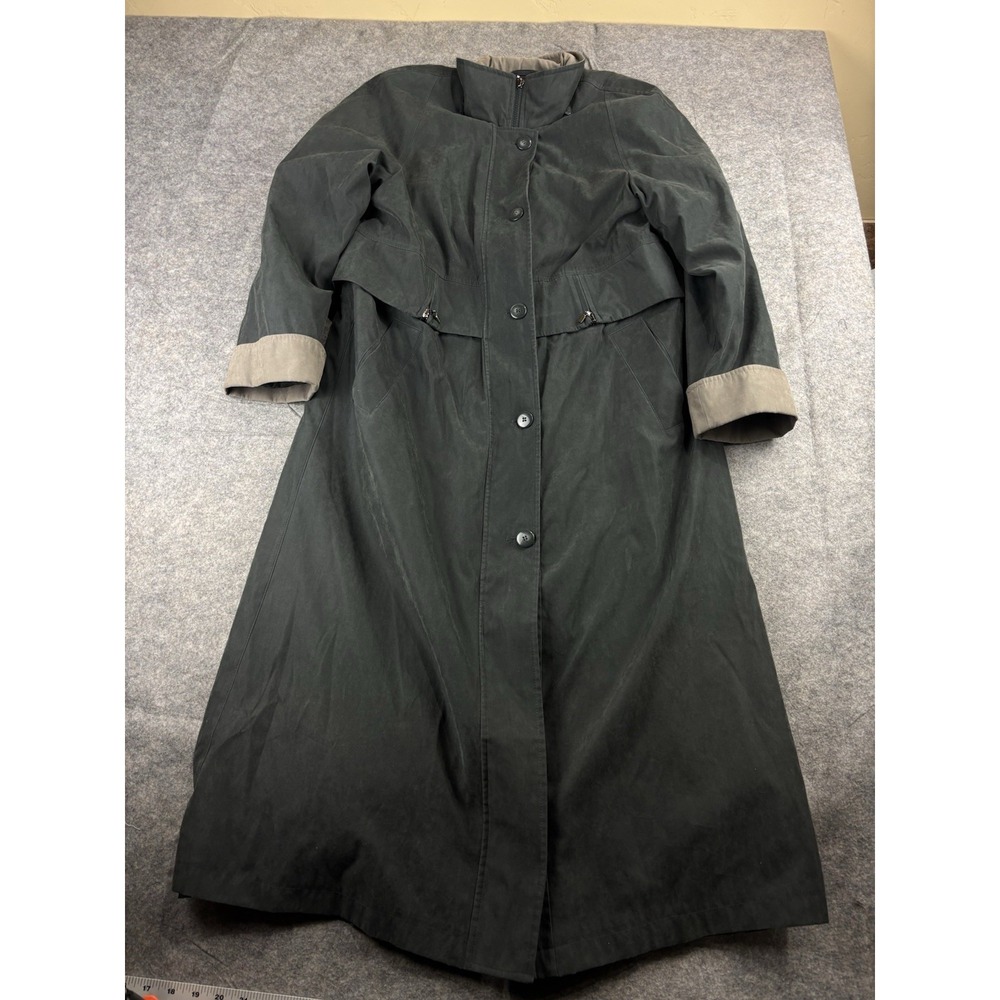 Fleet Street Trench Coat Women 10 Green Rain Duster Jacket‎ VTG Classic 90s SEE